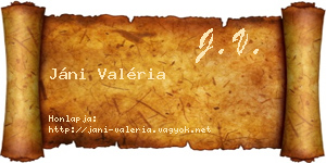 Jáni Valéria névjegykártya
